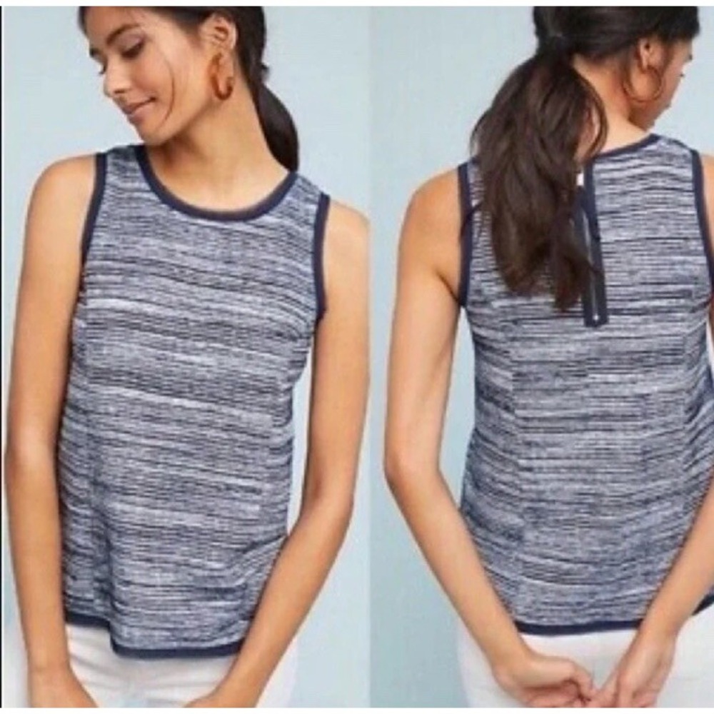 Anthropologie Vanessa Virginia Indira Tank Top Blue Striped Blouse Medium